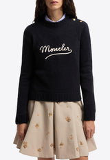 Moncler Logo Embroidered Crewneck Sweater Navy L10939C00010M9202_778