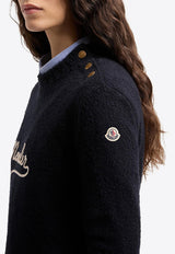 Moncler Logo Embroidered Crewneck Sweater Navy L10939C00010M9202_778