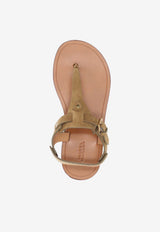 Isabel Marant Akel Suede Flat Sandals Taupe SD0247FAC2A04S_50TA
