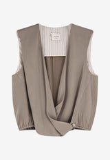 ALYSI Criss Over V-neck Top Gray 116261P6221TAUPE_Beige_54418020
