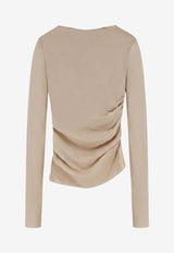 Soeur Gaia Draped Crepe Top Beige TSH0135GAIAECR3425W_MASTIC_54423149