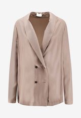 ALYSI Double-Breasted Silk Blazer Beige 116830P6219TAUPE_Beige_54418034