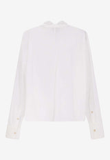ALYSI V-neck Blouse with Bow White 116218P6015BI_White_54418065