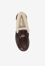 Miu Miu Logo Plaque Leather Loafers Brown 5D530EF0203LNC_F0192