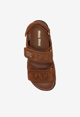 Miu Miu Logo Plaque Leather Sandals Brown 5X135EF010M2V_F0316