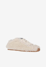 Miu Miu Shearling Lace-Up Sneakers Cream 5E529EF005173_F0018