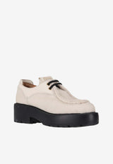 Miu Miu Platform Leather Derby Shoes White 5E964DFD0552HIO_F0304