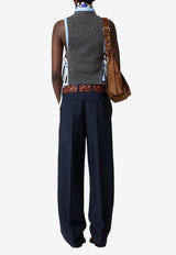Miu Miu V-neck Logo Vest Gray MMV380SOOO19RL_F0480