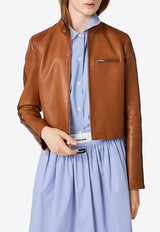 Miu Miu Nappa Leather Zip-Up Jacket Brown MPW008SOOO19BX_F0134