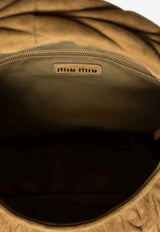 Miu Miu Wander Matelassé Suede Hobo Bag Caramel 5BC183VOOHAB7O_F0393