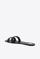 Saint Laurent Mabrouka Logo Leather Slides Black 86185325V001000_Black_44132589