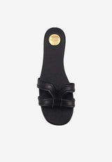 Saint Laurent Mabrouka Logo Leather Slides Black 86185325V001000_Black_44132589