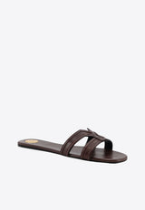 Saint Laurent Mabrouka Logo Leather Slides Brown 86185325V002128_PARIS BROWN_44132588