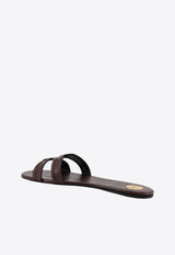 Saint Laurent Mabrouka Logo Leather Slides Brown 86185325V002128_PARIS BROWN_44132588