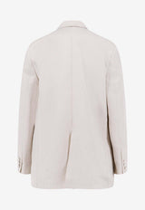 ALYSI Double-Breasted Linen Blend Blazer White 116822P6062GESSO_Gesso_54417935