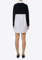 Elisabetta Franchi Logo Embroidered Layered Mini Dress Navy AM09T56E2_222