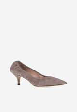 P.A.R.O.S.H Curly 55 Suede Pumps Taupe D070286SHESHOE_064