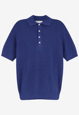 Brunello Cucinelli Ribbed Knit Polo T-shirt Blue M29400025COZ76_AVIOGRIGIOCHIARO_54420863