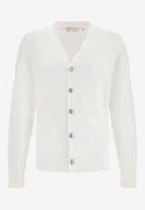 Brunello Cucinelli Essential V-neck Cardigan White M29400116CO312_PANAMANEBBIA_54420933