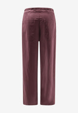 Brunello Cucinelli Drawstring Linen Pants Burgundy ML118P9217C9275_RHUBARB_54420942