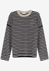 Brunello Cucinelli Long-Sleeved Stripe Sweater Multicolor M1T272310CSI26_NEROPANAMABISCOTTO_54420944