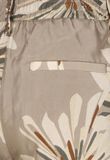 Brunello Cucinelli Floral Print Silk Pants Khaki MQ967P9229C009_Kaki_54420912