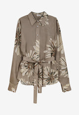 Brunello Cucinelli Floral Print Silk Long-Sleeved Shirt Khaki MQ967RH216C009_Kaki_54420960