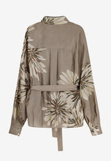 Brunello Cucinelli Floral Print Silk Long-Sleeved Shirt Khaki MQ967RH216C009_Kaki_54420960