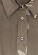 Brunello Cucinelli Floral Print Silk Long-Sleeved Shirt Khaki MQ967RH216C009_Kaki_54420960