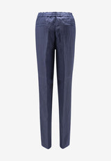 Brunello Cucinelli Linen Casual Pants Blue M243DE1710C6053_BLUCOLORATO_54420894