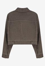 Brunello Cucinelli Cropped Denim Jacket Olive MB1257801C004_OLIVEGREEN_54420965