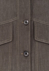Brunello Cucinelli Cropped Denim Jacket Olive MB1257801C004_OLIVEGREEN_54420965