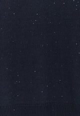 Brunello Cucinelli  All-Over Sequin Crewneck Sweater Navy MDT796410CBP05_ABISSOCACAOPANAMA_54420919