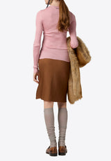 Miu Miu Ribbed V-neck Top Pink MML01BSOOO18BQ_F0638