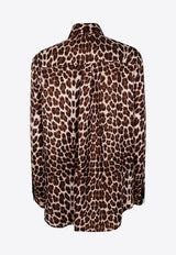 P.A.R.O.S.H Stain Leopard Print Silk Shirt Brown D381239STAIN_808