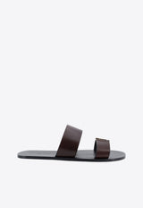 Saint Laurent Babylone Leather Slides Dark Brown 863524DWETT2023_ULTRA DARK BROWN_44132747