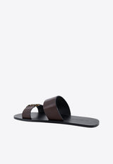 Saint Laurent Babylone Leather Slides Dark Brown 863524DWETT2023_ULTRA DARK BROWN_44132747