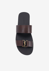 Saint Laurent Babylone Leather Slides Dark Brown 863524DWETT2023_ULTRA DARK BROWN_44132747