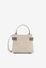 Brunello Cucinelli Small Essence Suede Top Handle Bag  Ivory MBDLD2499C8905_Ivory_54420835