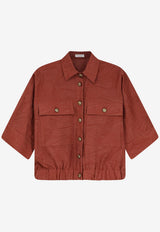 Brunello Cucinelli Embroidered Cropped Shirt Orange MQ988MW306C8604_ORANGEFLAME_54420833