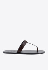 Saint Laurent  Babylone Leather Thong Sandals Brown 863525DWETT2023_ULTRA DARK BROWN_44132552