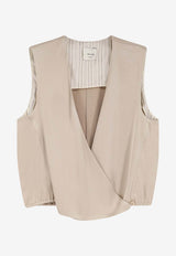 ALYSI Criss Over V-neck Top Beige 116261P6221PTL_Pink_54418058