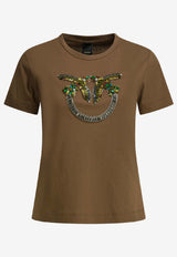 PINKO Embellished Love Birds T-shirt Brown 100535A33FL78_59d7485f-2fcf-4eea-b3a2-8b02dcb1c05f