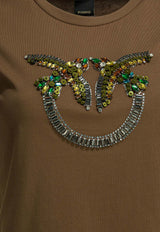 PINKO Embellished Love Birds T-shirt Brown 100535A33FL78_59d7485f-2fcf-4eea-b3a2-8b02dcb1c05f
