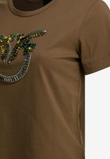 PINKO Embellished Love Birds T-shirt Brown 100535A33FL78_59d7485f-2fcf-4eea-b3a2-8b02dcb1c05f