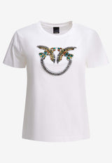 PINKO Embellished Love Birds T-shirt White 100535A33FZ05_30a243e3-8677-46b1-95f4-d6e8bd11f10d