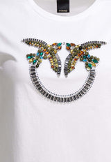 PINKO Embellished Love Birds T-shirt White 100535A33FZ05_30a243e3-8677-46b1-95f4-d6e8bd11f10d