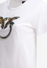 PINKO Embellished Love Birds T-shirt White 100535A33FZ05_30a243e3-8677-46b1-95f4-d6e8bd11f10d