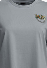 PINKO Crystal Embellished Love Birds T-shirt Blue 105526A33FE87_3999bd1f-51f1-4861-999e-1b5b9af967ea