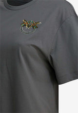 PINKO Crystal Embellished Love Birds T-shirt Gray 105526A33FK10_a57ff0b0-0127-477d-9a14-bb9247e104ba